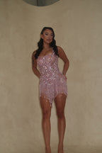 Pink Embellished gown by Albina Dyla