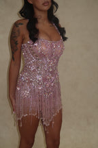 Pink Embellished gown by Albina Dyla