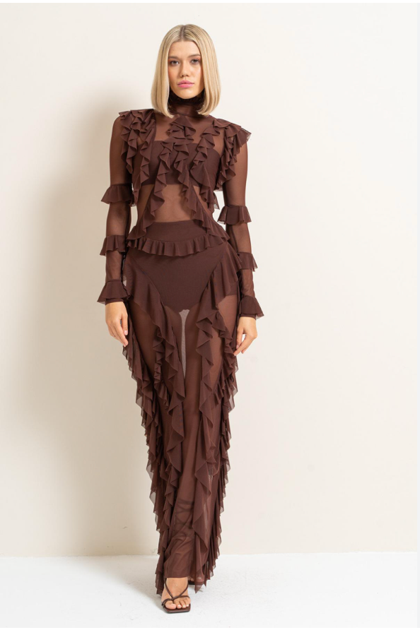 Sheer Ruffled Maxi